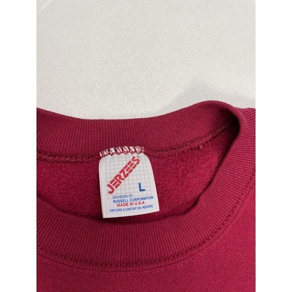 VINTAGE Jerzees Blank Crewneck Sweatshirt Men Medium Red USA 90s - Picture 3 of 4